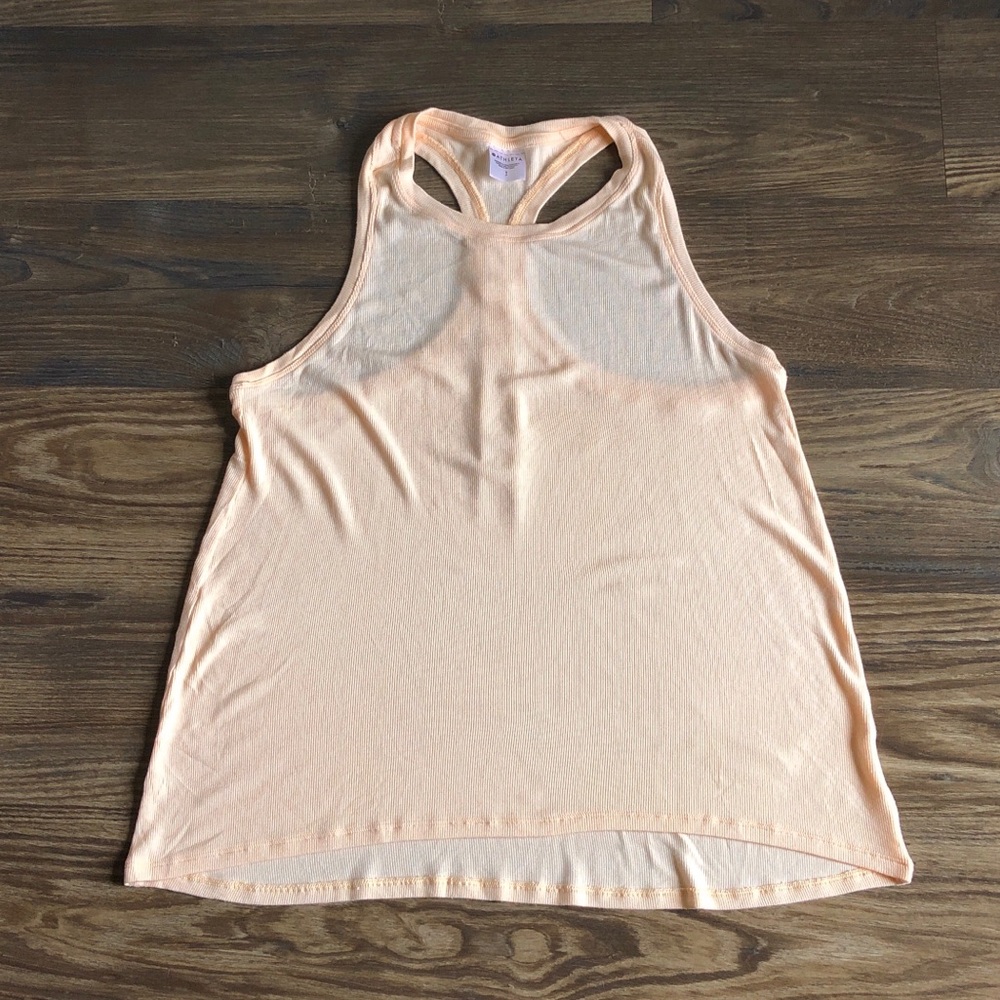 Athleta Ease In Rib Tank Peach Orange Small Modal Blend Racerback - Picture 4 of 9